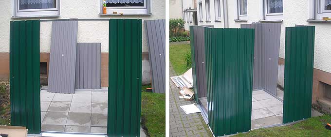 Metallgerätehaus: Wände aufstellen