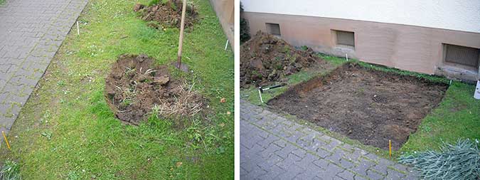 Metallgerätehaus entsteht: Vorarbeiten