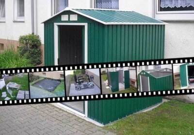 Schritt für Schritt: ein Metallgerätehaus entsteht (Fotostory und Interview) ein Gerätehaus entsteht - Fotostory