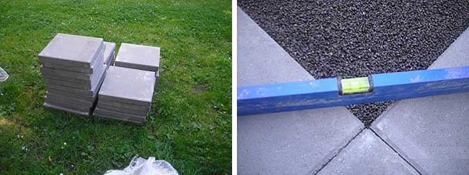 Plattenstapel und Verlegung