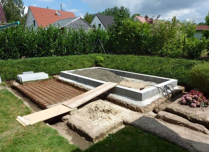 Fundament eines Gartenhauses
