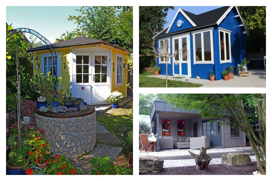 Eins, zwei oder drei – Welches Gartenhaus-Arbeitszimmer darf’s denn sein? Ein 5-Eck Gartenhaus, wie unser Modell Monica, ein Clockhouse, wie unser Modell Clockhouse-44 Royal ISO oder ein Gartenhaus mit Terrasse, wie unser Modell Hanna-40?