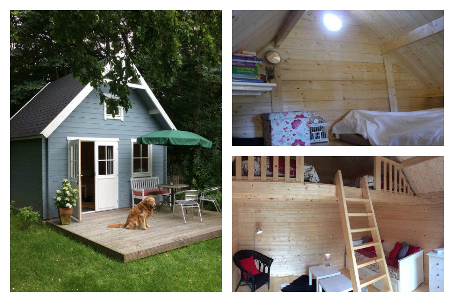 Das Schwedenhaus 44 ISO mit Schlafboden – perfekt für kleine Gärten geeignet.