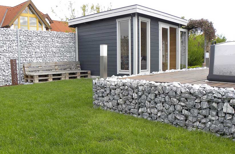 Windschutz aus Gabionen