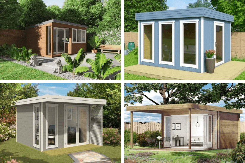 Collage Home Offices im Garten