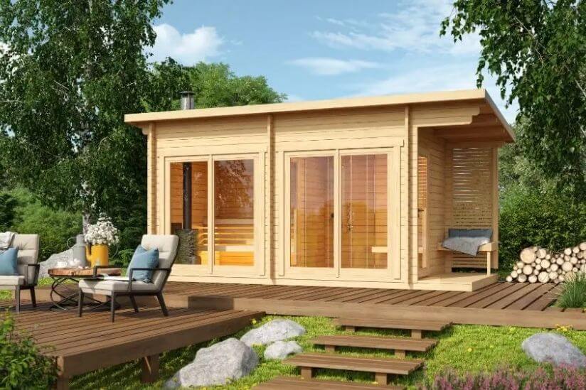 Wellness im Garten mit Saunahaus