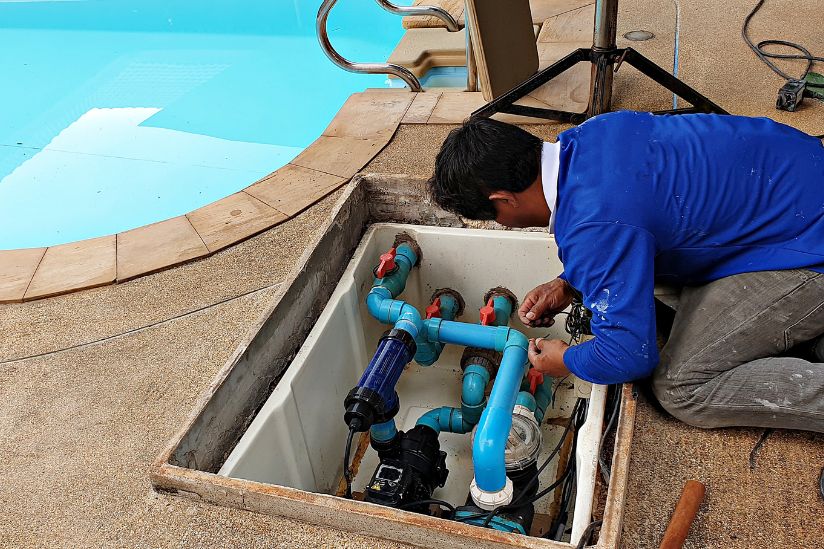 Befestigung Wasserpumpe für den Pool